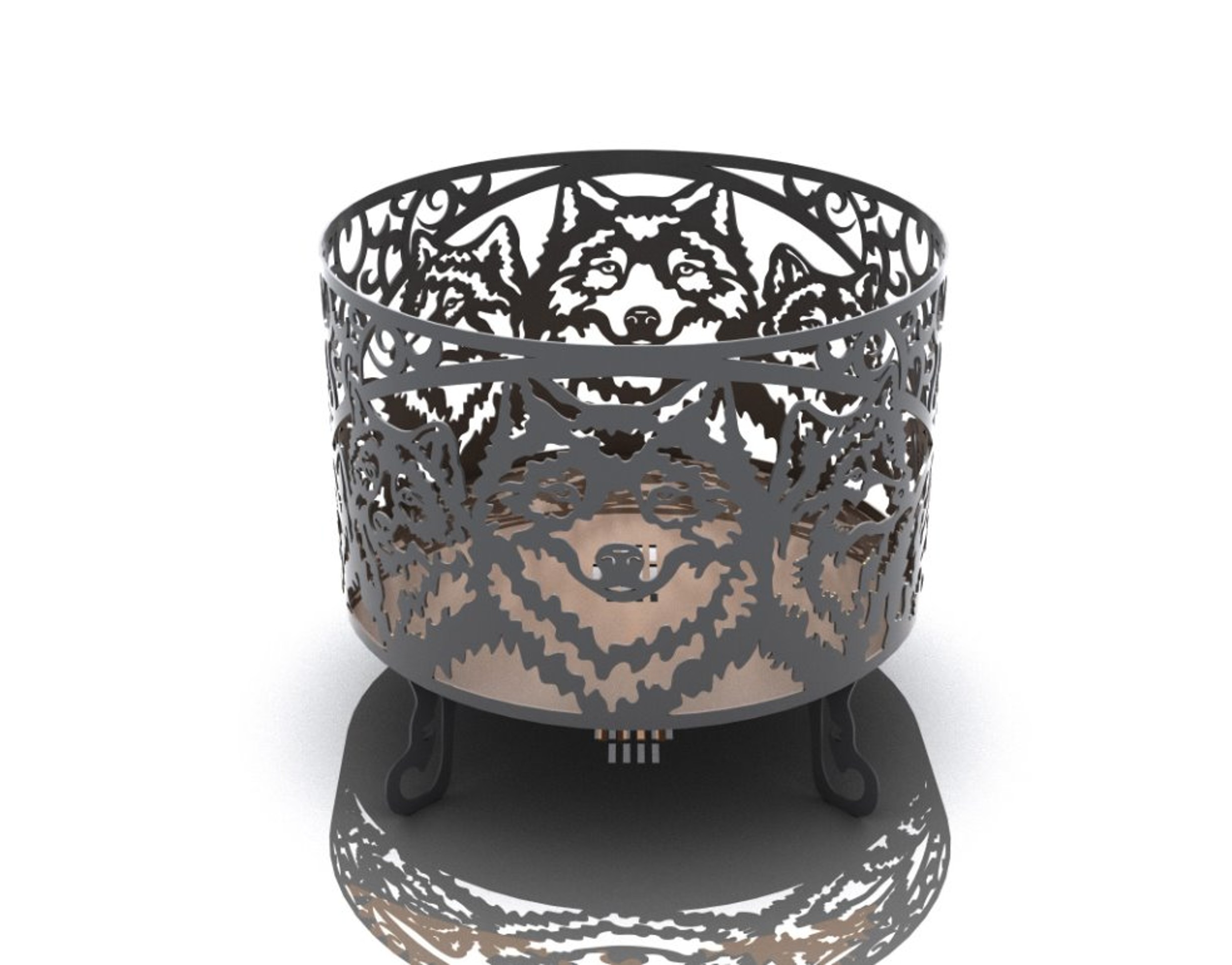 circular Wolf Fire Pit