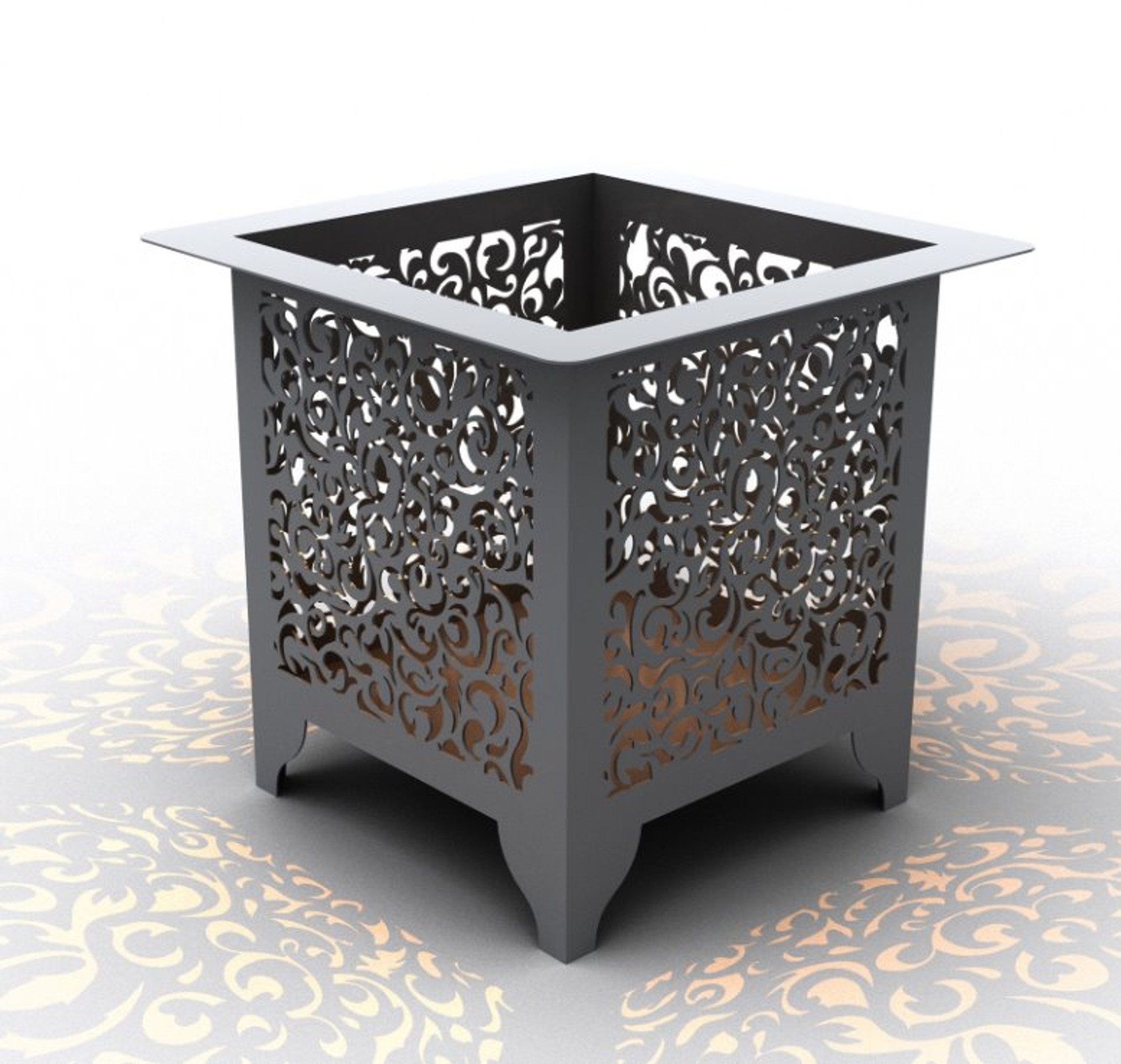 Abstract Square Fire Pit